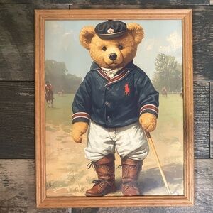 Handmade Polo Ralph Lauren Vibe Vintage inspired Bear print 12x15”